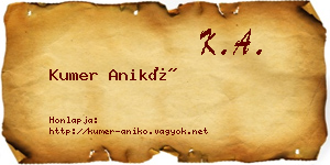 Kumer Anikó névjegykártya